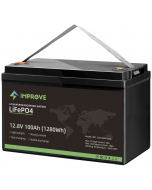 Improve Lithium 12V LiFePO4 batteri 100Ah med 100A BMS, M8