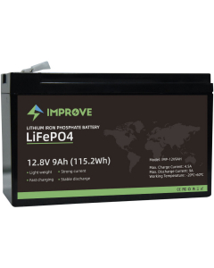 Improve Lithium 12V LiFePO4 batteri 9Ah med 9A BMS