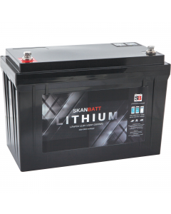 Skanbatt Litium LiFePo4 12V batteri 125Ah med Bluetooth og innebygget BMS