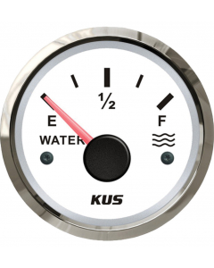 KUS Instruments analog vanntankmåler Ø52mm (hvit/rustfri)