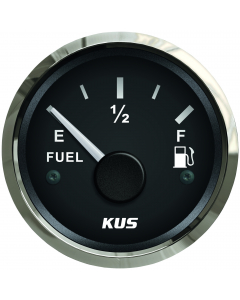 KUS Instruments analog drivstoffmåler Ø52mm (sort/rustfri)