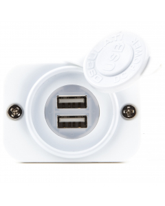 Dobbel innfellbar USB-kontakt (hvit) 12V