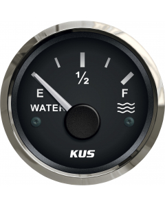 KUS Instruments analog vanntankmåler Ø52mm (sort/rustfri)